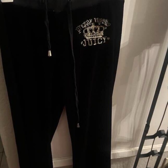 Y2K! Vintage Early 2000s Juicy Couture Track Black Gray Basic Size Medium Velour - Picture 2 of 3